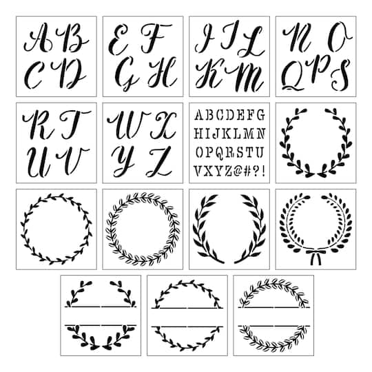 Alphabet Monogram Stencils by Craft Smart&#xAE;, 12&#x22; x 12&#x22;